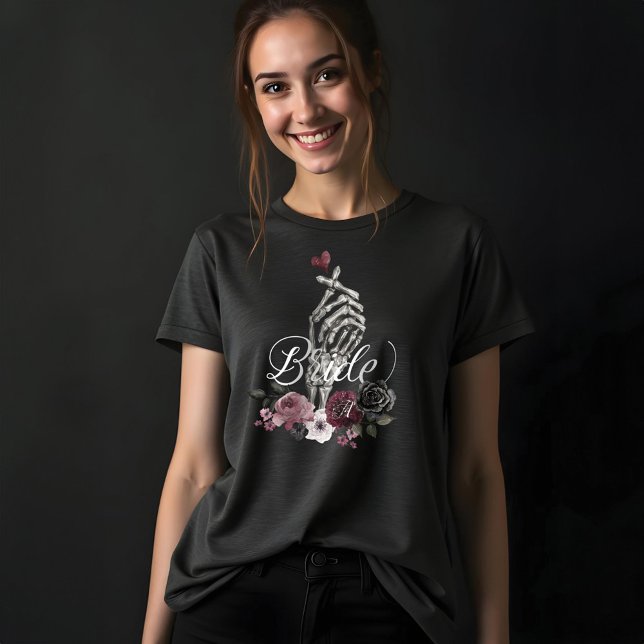 Skeleton Hand Herz floral Gothic Wasserfarbenbrill Tri-Blend Shirt (Skeleton Hand Heart Floral Gothic Watercolor Bride Tri-Blend Shirt)