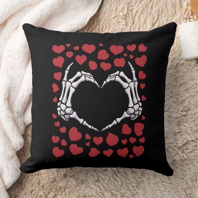 Skeleton Hand Herz Funny Bones Valentinstag Kissen (Decke)