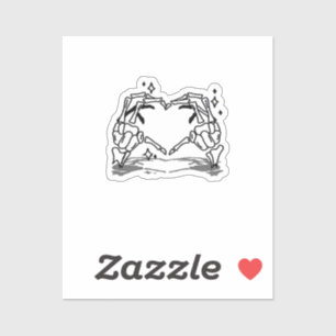 Skeleton Hand Herz Funny Design Aufkleber