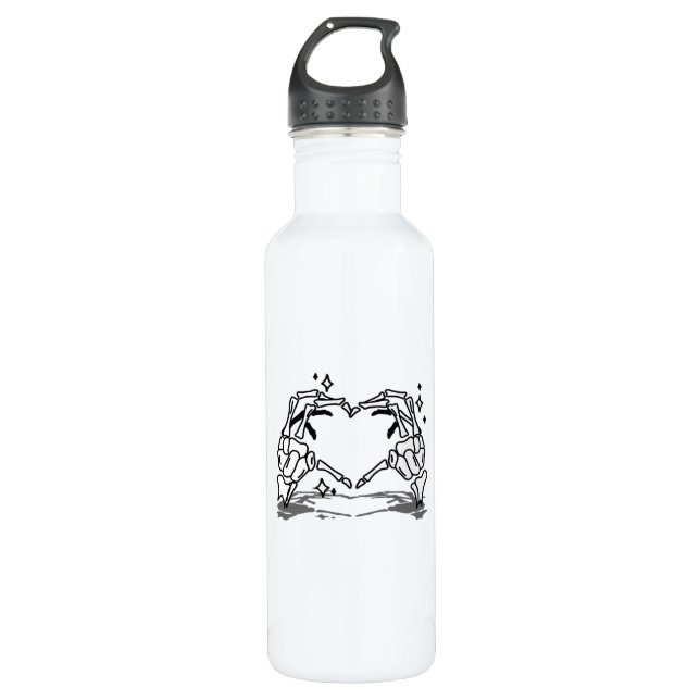 Skeleton Hand Herz Funny Design Edelstahlflasche (Vorderseite)