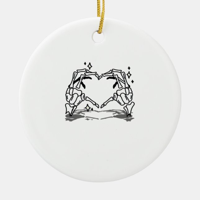 Skeleton Hand Herz Funny Design Keramik Ornament (Vorne)