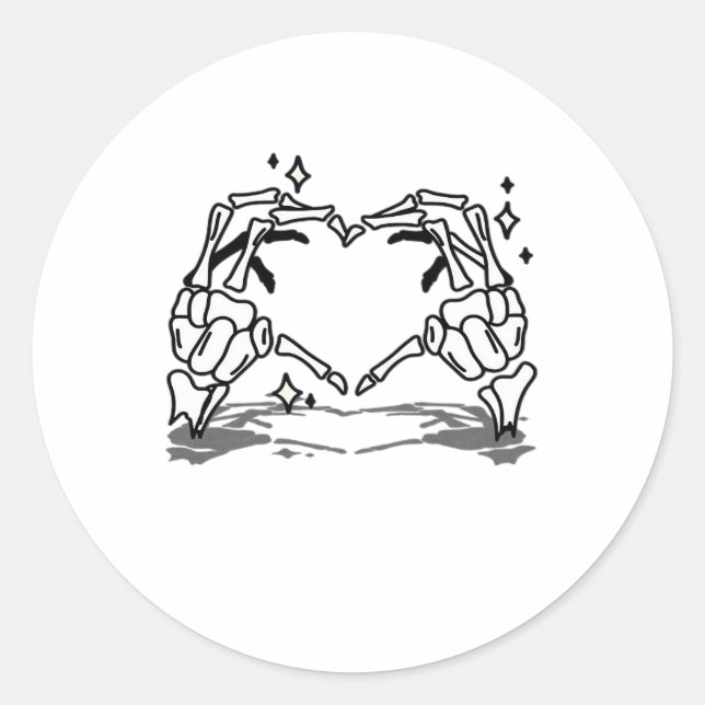Skeleton Hand Herz Funny Design Runder Aufkleber (Vorderseite)