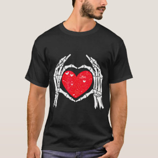 Skeleton Hand Herz Liebe Valentinstag Männer Fraue T-Shirt
