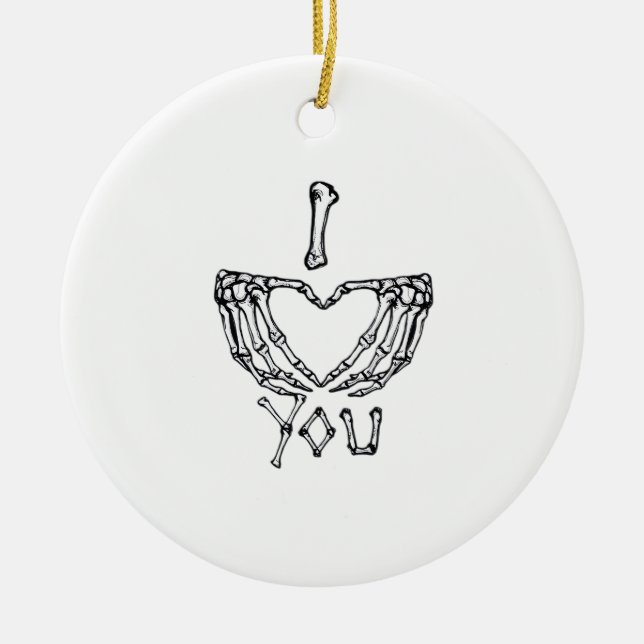 Skeleton Hand Herzmachen Keramik Ornament (Vorne)