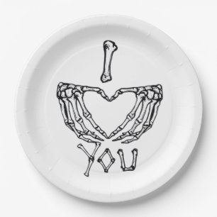 Skeleton Hand Herzmachen Pappteller