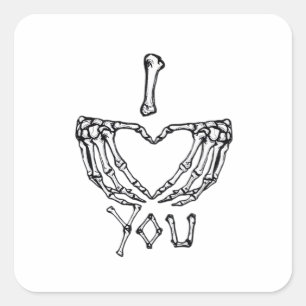Skeleton Hand Herzmachen Quadratischer Aufkleber
