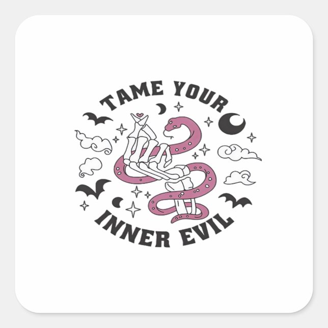 Skeleton Hand Herzmachen Quadratischer Aufkleber (Vorderseite)