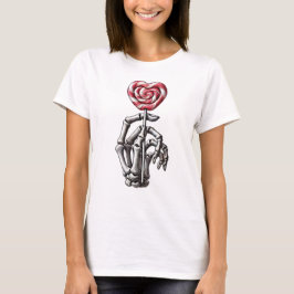 Skeleton Hand Holding Heart Lollipop T-Shirt