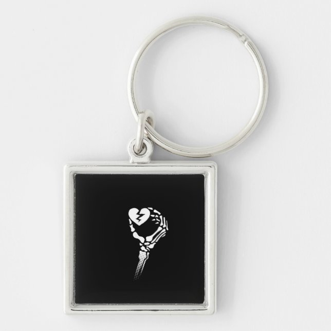 Skeleton Hand Holding Herz Schlüsselanhänger (Vorne)