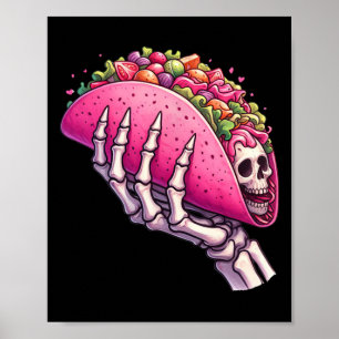 Skeleton Hand Holding Taco für Cinco de Mayo und H Poster