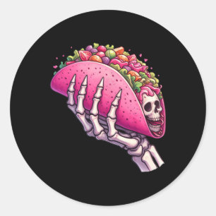 Skeleton Hand Holding Taco für Cinco de Mayo und H Runder Aufkleber