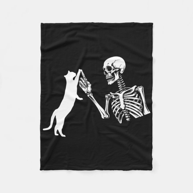 Skeleton Hand Kat Spaß Halloween Kostüm Sk Fleecedecke (Vorderseite)
