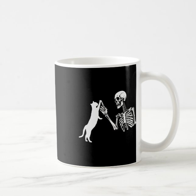 Skeleton Hand Kat Spaß Halloween Kostüm Sk Kaffeetasse (Rechts)