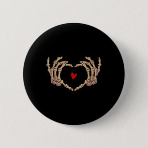 Skeleton Hand Liebe Herz Halloween Day Spooky Seen Button