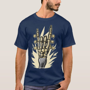 Skeleton Hand Metal Gitarrist Gitarre Rock and Rol T-Shirt