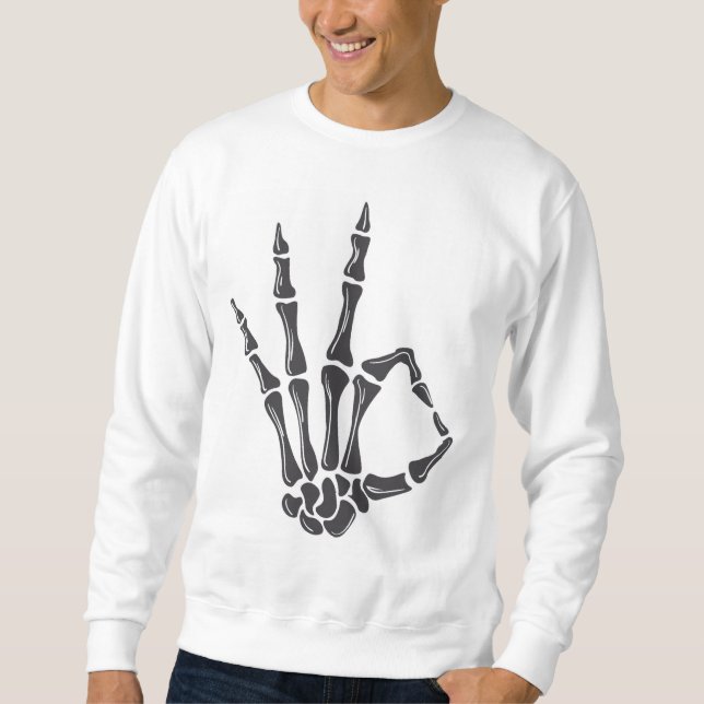 Skeleton Hand OK Sign Graphic Sweatshirt (Vorderseite)