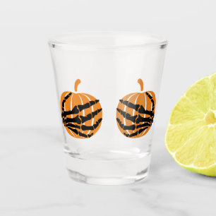Skeleton Hand on Pumpkin Hintern Funny Halloween Schnapsglas