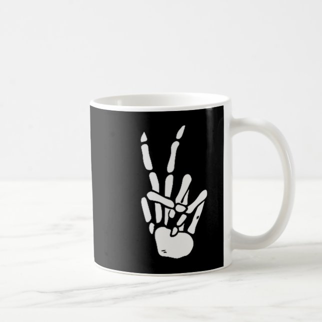 Skeleton Hand Peace Sign Bone  Kaffeetasse (Rechts)
