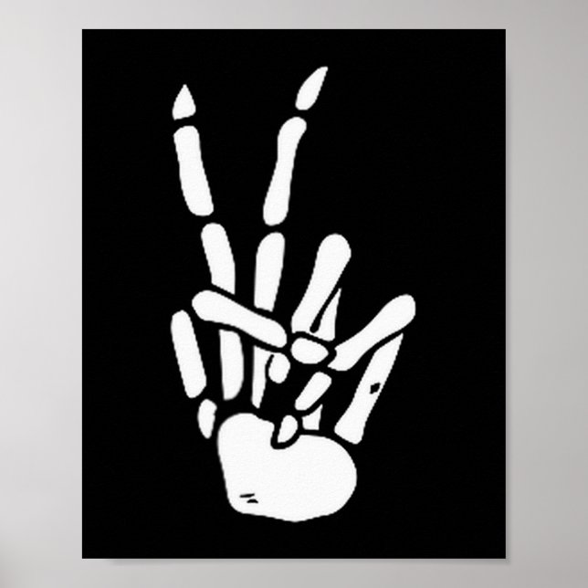Skeleton Hand Peace Sign Bone  Poster (Vorne)