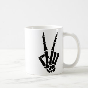 Skeleton Hand Peace Sign Bones Halloween Skelett Kaffeetasse