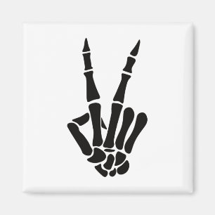 Skeleton Hand Peace Sign Bones Halloween Skelett Magnet