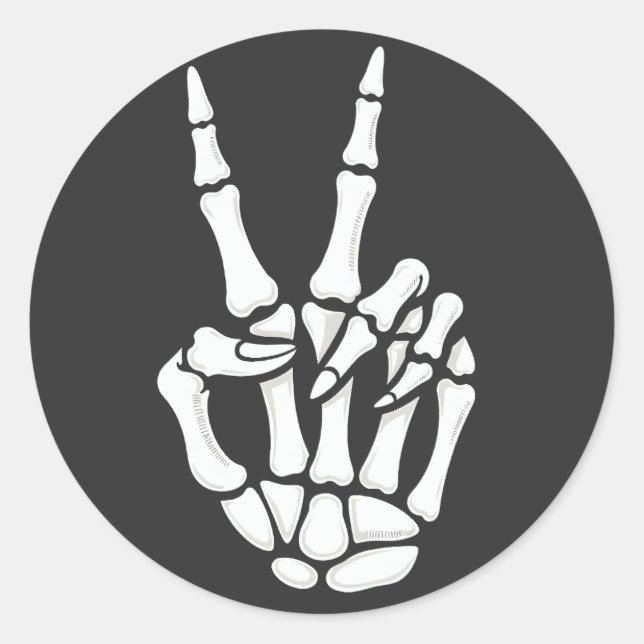 Skeleton Hand Peace Sign Cool Halloween Runder Aufkleber (Vorderseite)