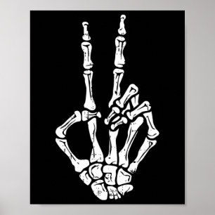 Skeleton Hand Peace Sign Halloween Kostümknochen Poster