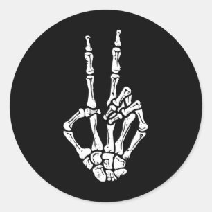 Skeleton Hand Peace Sign Halloween Kostümknochen Runder Aufkleber