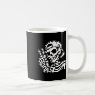 Skeleton Hand Peace Sign Retro Halloween Skelett Kaffeetasse