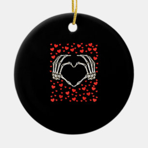 Skeleton Hand Red Heart Birthday Valentinstag Keramik Ornament