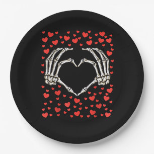 Skeleton Hand Red Heart Birthday Valentinstag Pappteller