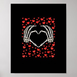 Skeleton Hand Red Heart Birthday Valentinstag Poster