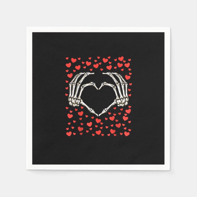 Skeleton Hand Red Heart Birthday Valentinstag Serviette (Vorderseite)