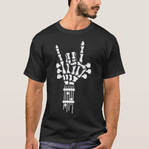 Skeleton Hand Rock Gitarre Punk Bass T - Shirt