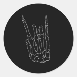 Skeleton Hand Rock Star Black Birthday Party Runder Aufkleber