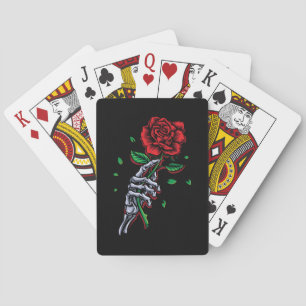 Skeleton Hand Rote Rose Blume Spielkarten