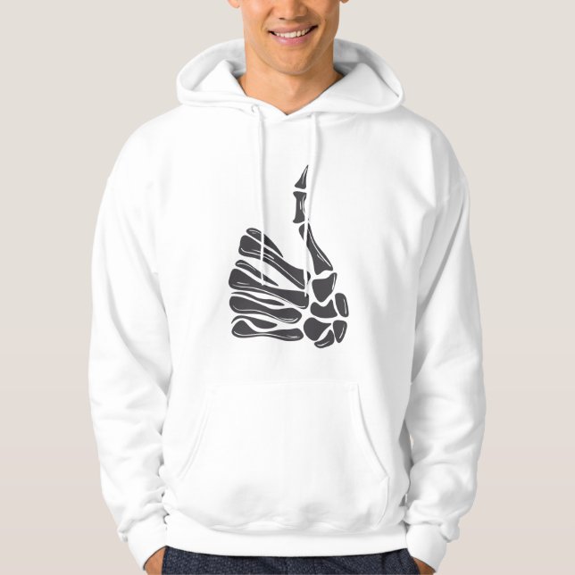 Skeleton Hand Thumbs Up White Hoodie (Vorderseite)