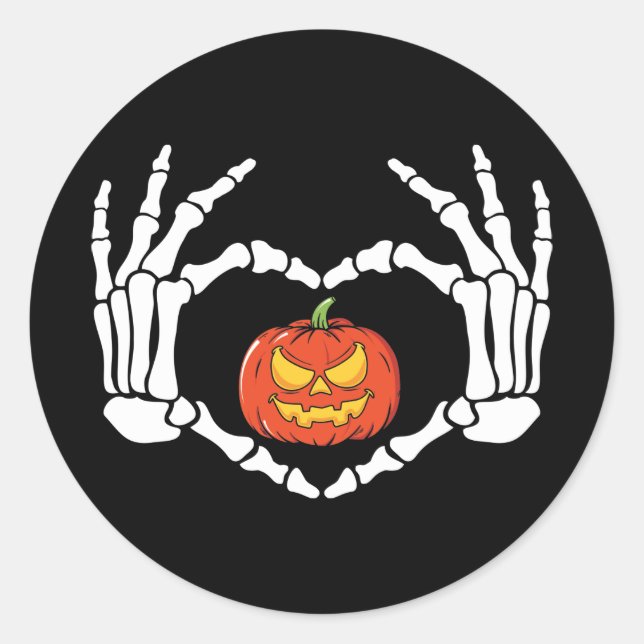 Skeleton Hände mit Pumpkettensticker Runder Aufkleber (Vorderseite)