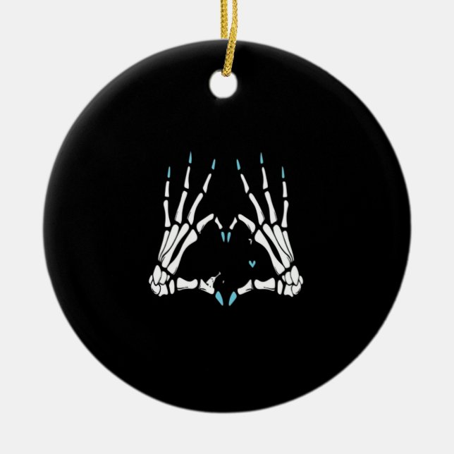 Skeleton Handklassisches Halloween Keramik Ornament (Vorne)