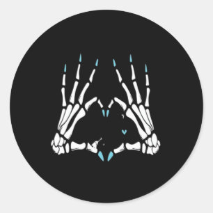 Skeleton Handklassisches Halloween Runder Aufkleber