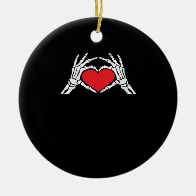 Skeleton Hands A Red Heart Classic Keramik Ornament (Vorne)