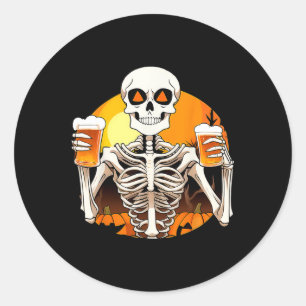 Skeleton Hands Biere Funny Drink Halloween Frauen Runder Aufkleber