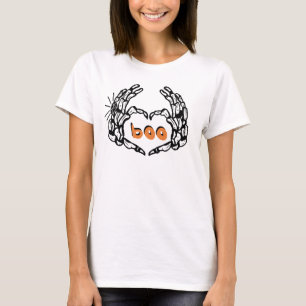 Skeleton Hands Blubble Letters Boo Halloween T-Shirt