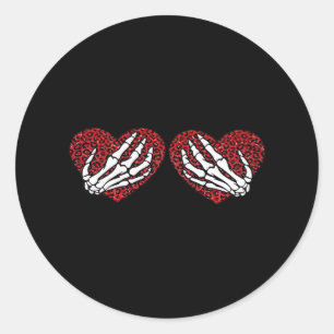 Skeleton Hands Classic Runder Aufkleber
