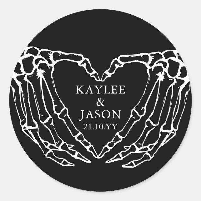 Skeleton Hands Fall Paare Dusche bis zum Tod Runder Aufkleber (Vorderseite)