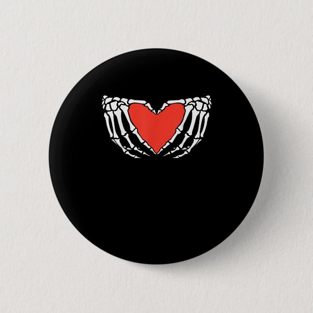 Skeleton Hands Forming Heart - Creepy Gothic Hallo Button (Vorderseite)