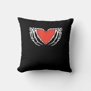 Skeleton Hands Forming Heart - Creepy Gothic Hallo Kissen