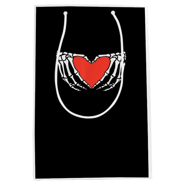 Skeleton Hands Forming Heart - Creepy Gothic Hallo Mittlere Geschenktüte (Vorderseite)