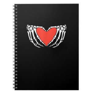Skeleton Hands Forming Heart - Creepy Gothic Hallo Notizblock