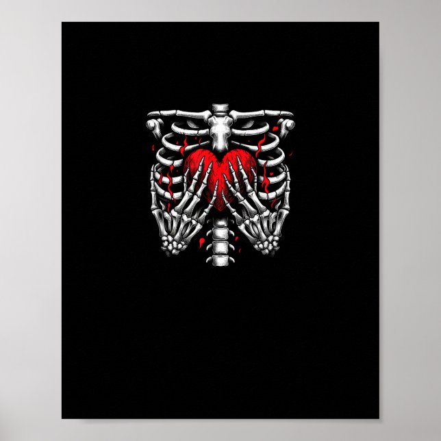 Skeleton Hands halten Herz Halloween Kostümspass Poster (Vorne)